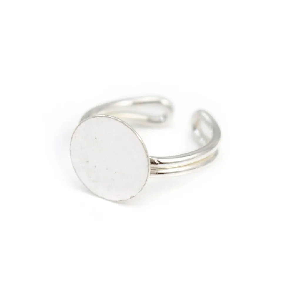 Argent 925 Bague réglable support ronde pour cabochon 12mm x 1pc