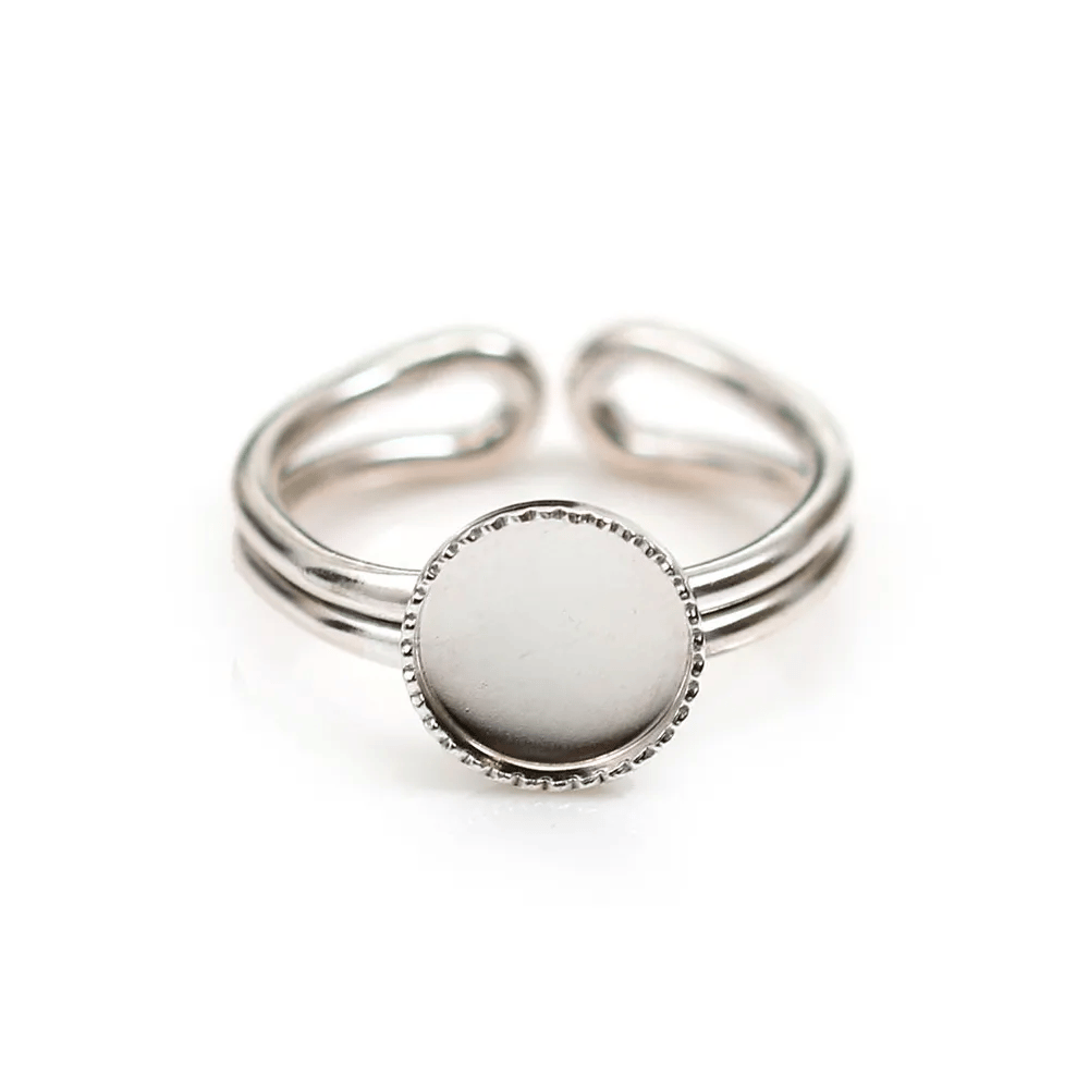 925 silver adjustable ring 10mm round base x 1pc