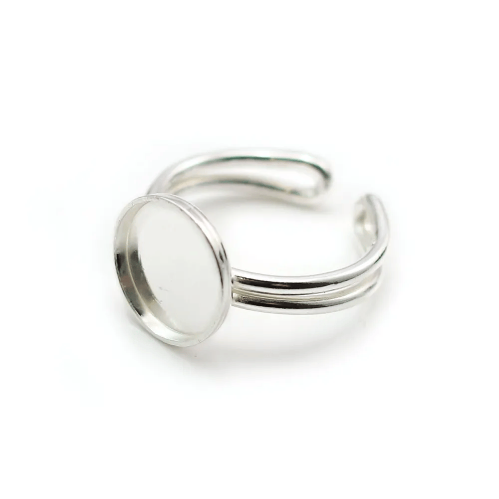 Bague   réglable support rond 10mm en argent 925 x 1pc