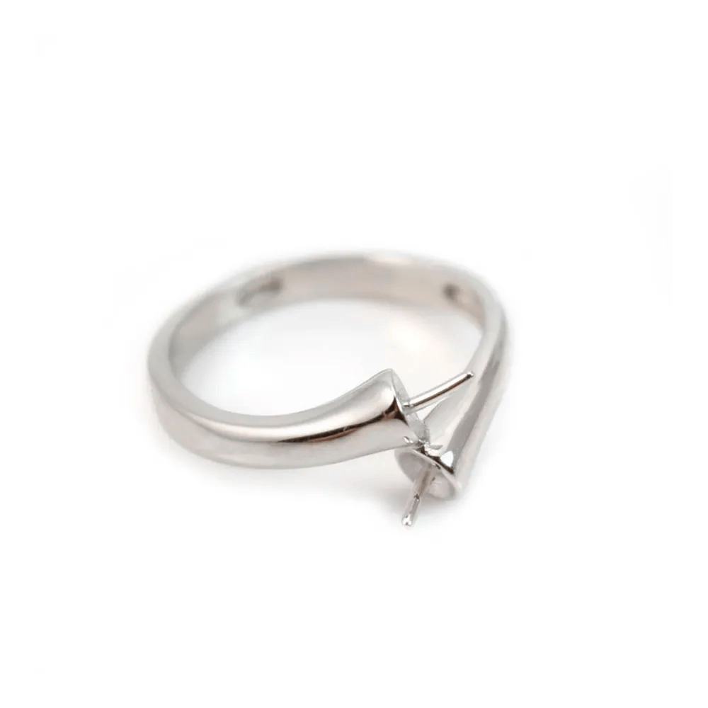 Argent 925 support bague pour double perles semi-percées x 1pc
