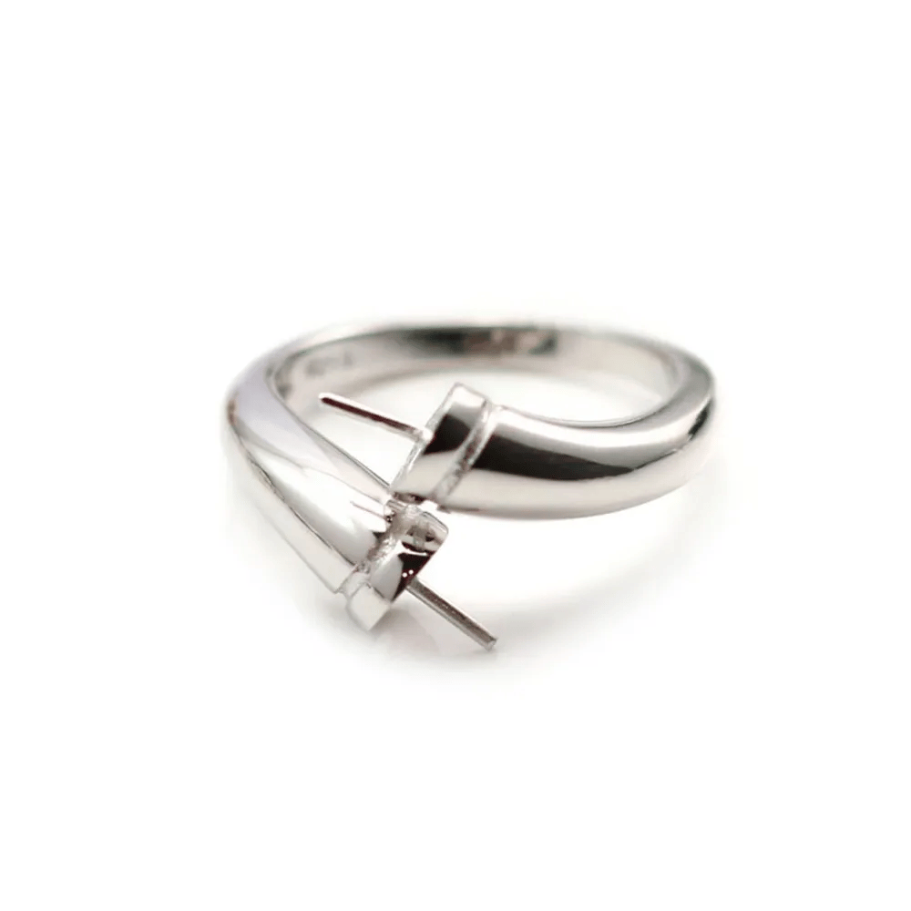 Bague réglable flexible double pour semi percées en argent 925 x 1pc