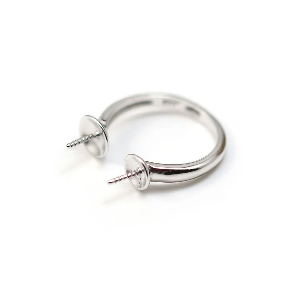 Bague réglabe double perles semi-percé x 1pc