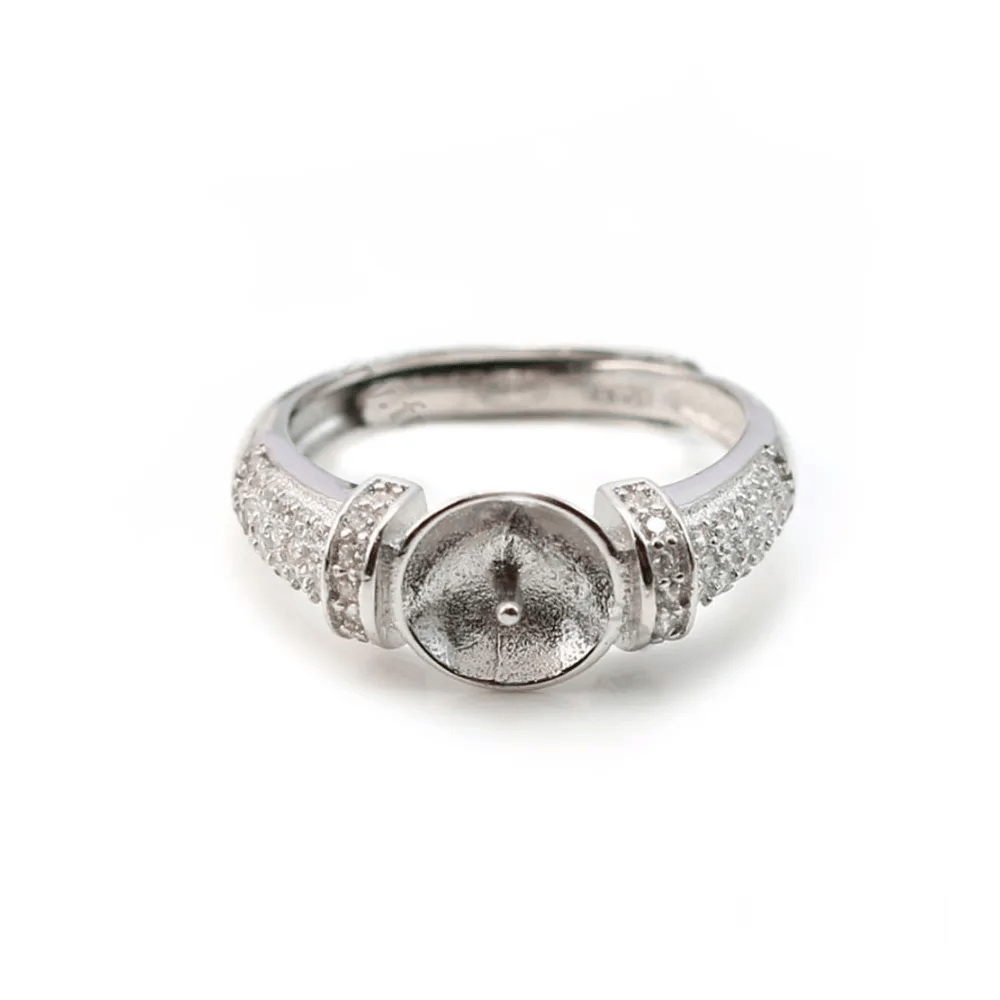 Argent 925 Support Bague réglable pour perles semi-percés & Zircon x 1pc