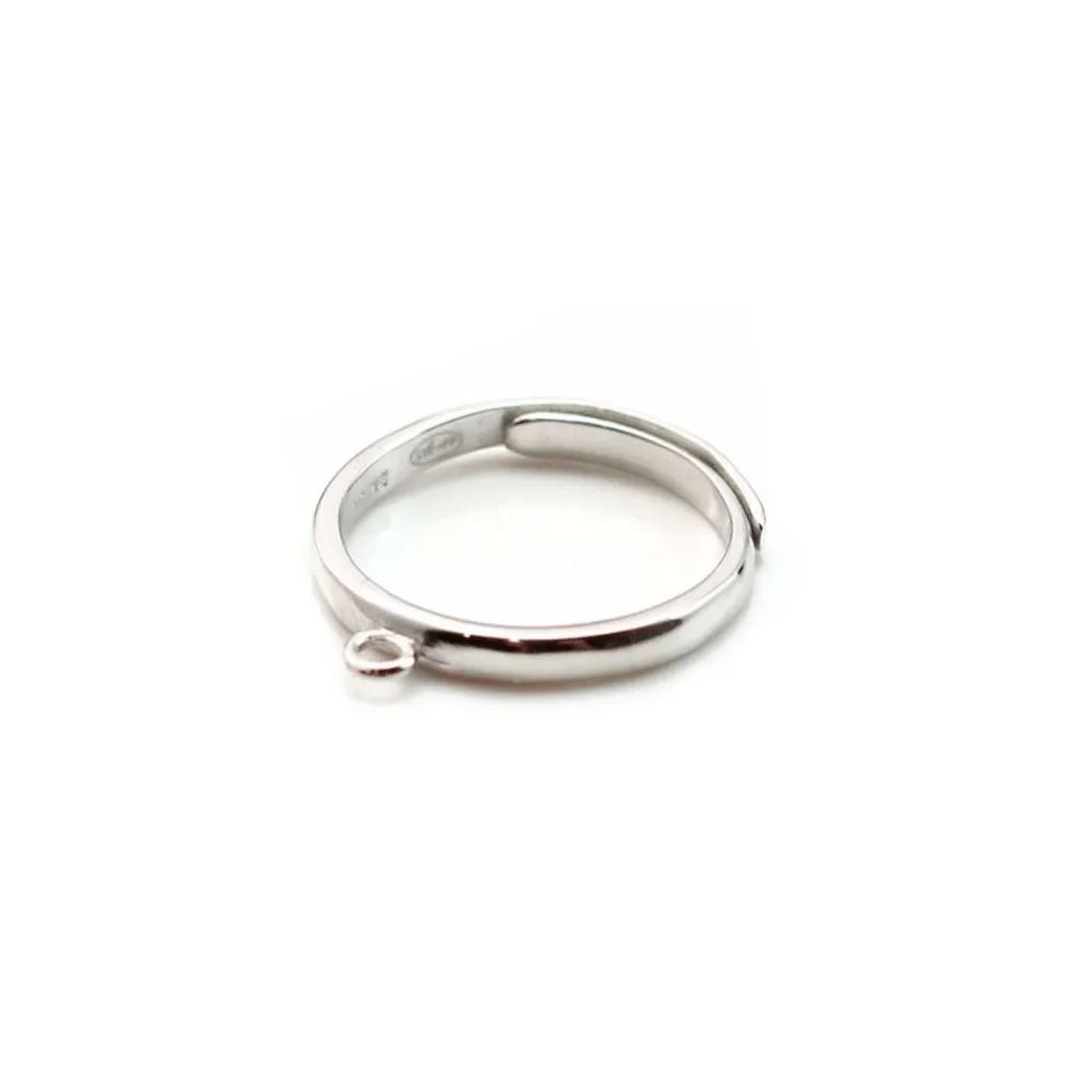Monture de bague réglable en argent 925 rhodié avec 1 anneau x 1pc