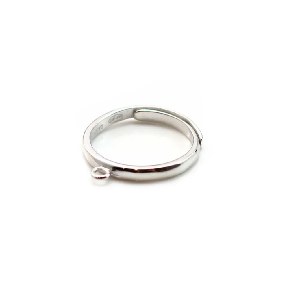 Monture de bague réglable en argent 925 rhodié avec 1 anneau x 1pc