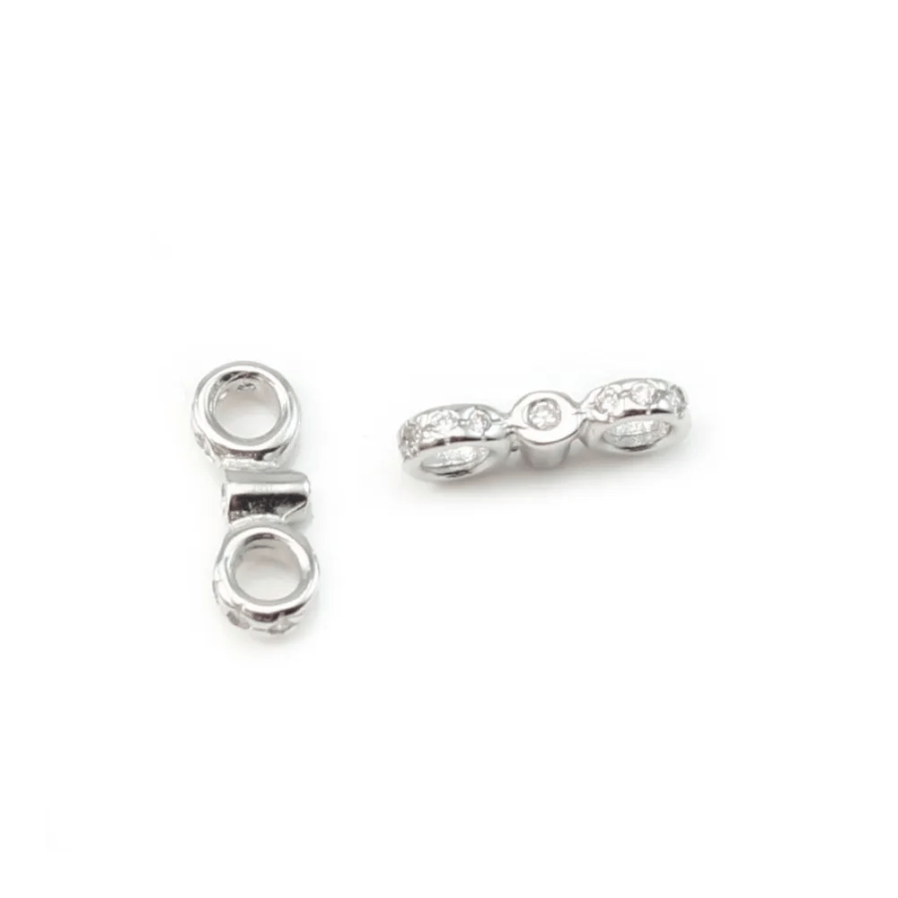 Argent 925 Barrette 2 Rangs avec ziron x 1pc
