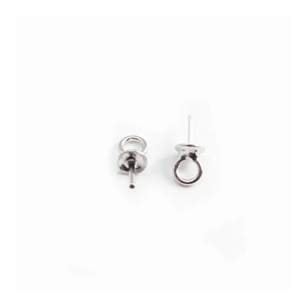 Argent 925  Rhodié bélière coupelle lise 3mm x 40 pcs  