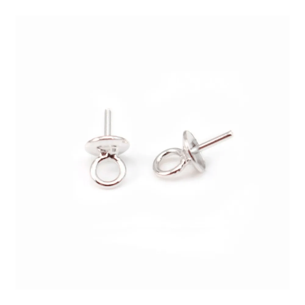 Bélière pour perles semi-percées, Argent 925, 4mm x 4  pcs