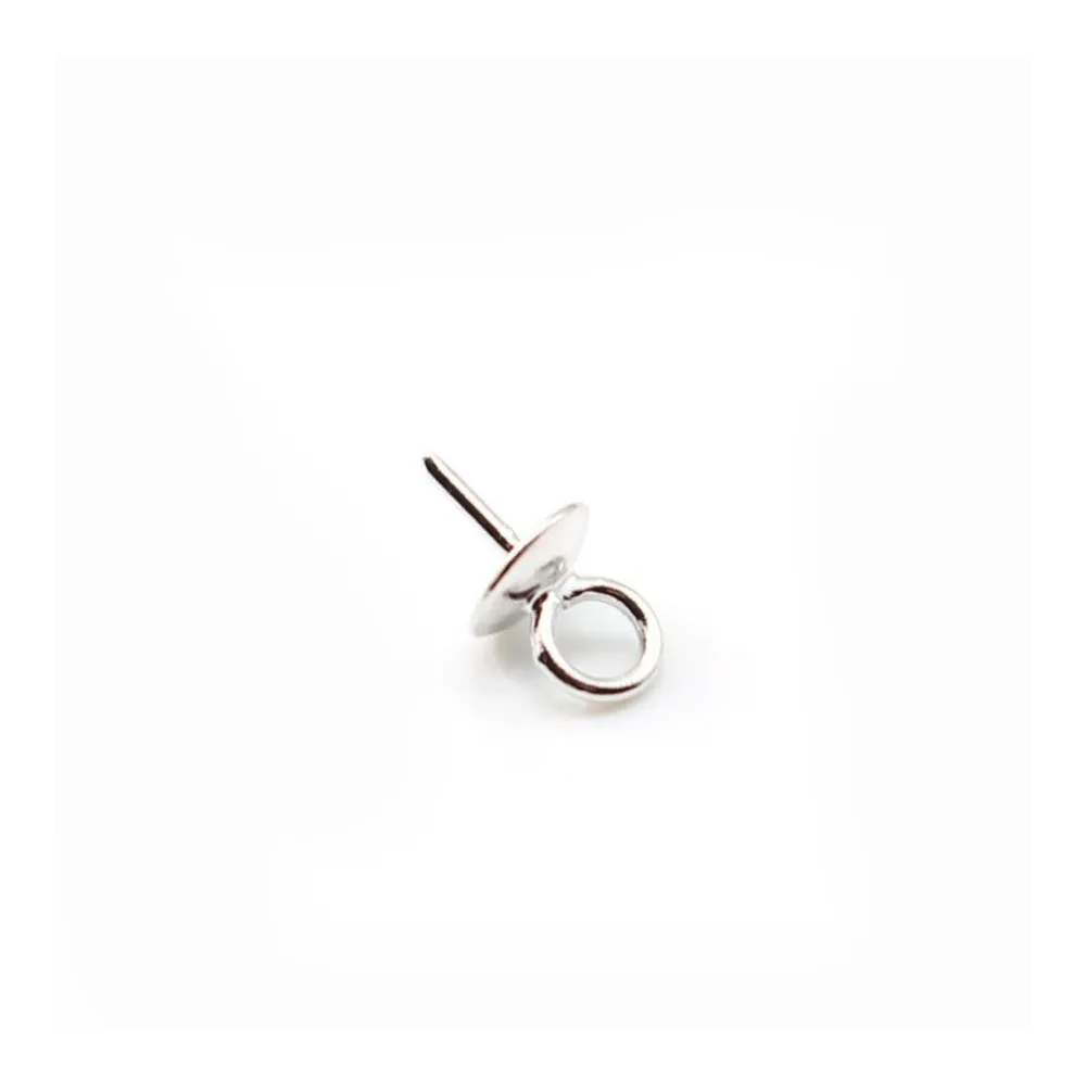 Argent  925 Rhodié Bélière coupelle 4mm pour perles semi-percés x 6PCS