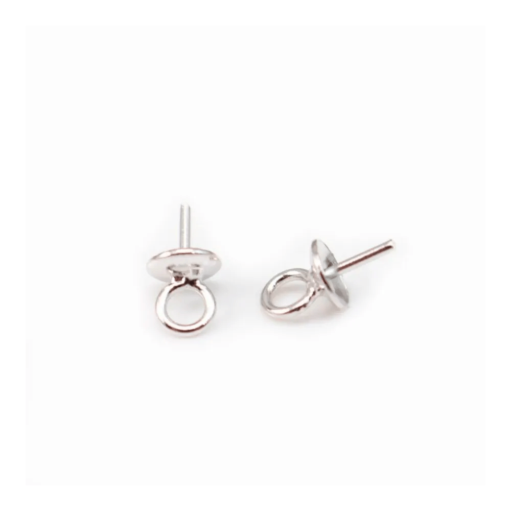 Bélière pour perles semi-percées, Argent 925 Rhodié, 6mm  x 4  pcs