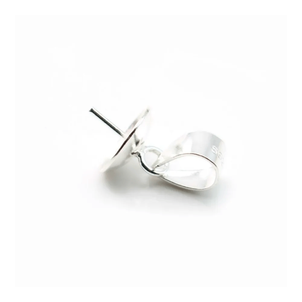 Argent  925  Bélière coupelle 8mm pour perles semi-percés x 1PC