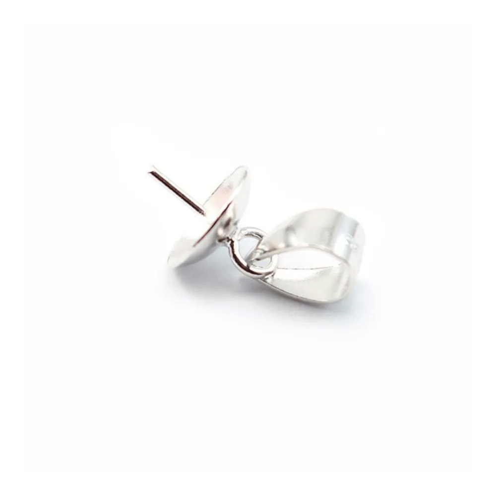 Argent  925 Rhodié Bélière coupelle 8mm pour perles semi-percés x 1PC
