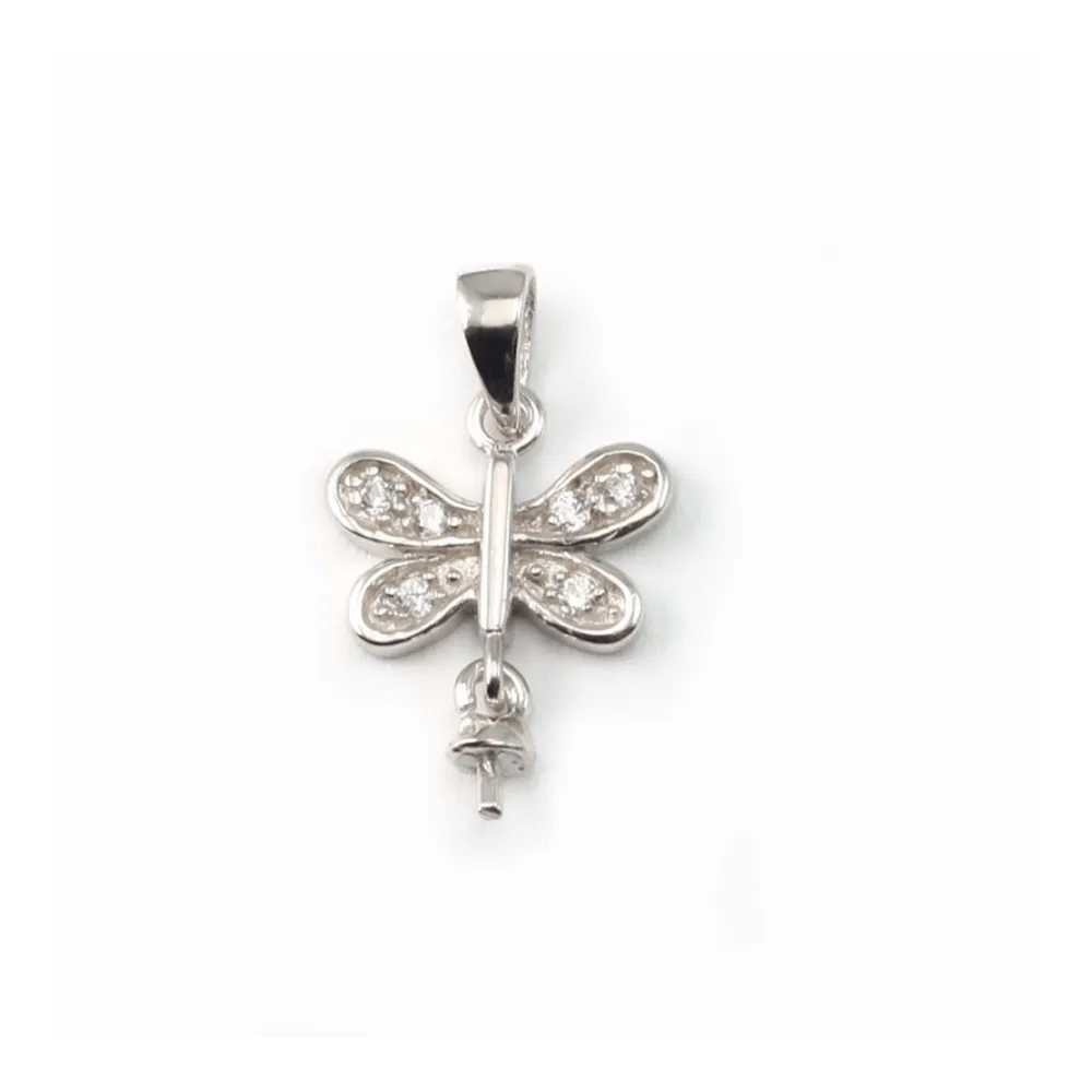 Argent 925 rhodié pendentif en fleur avec zircon 35mm x 5 PCS  