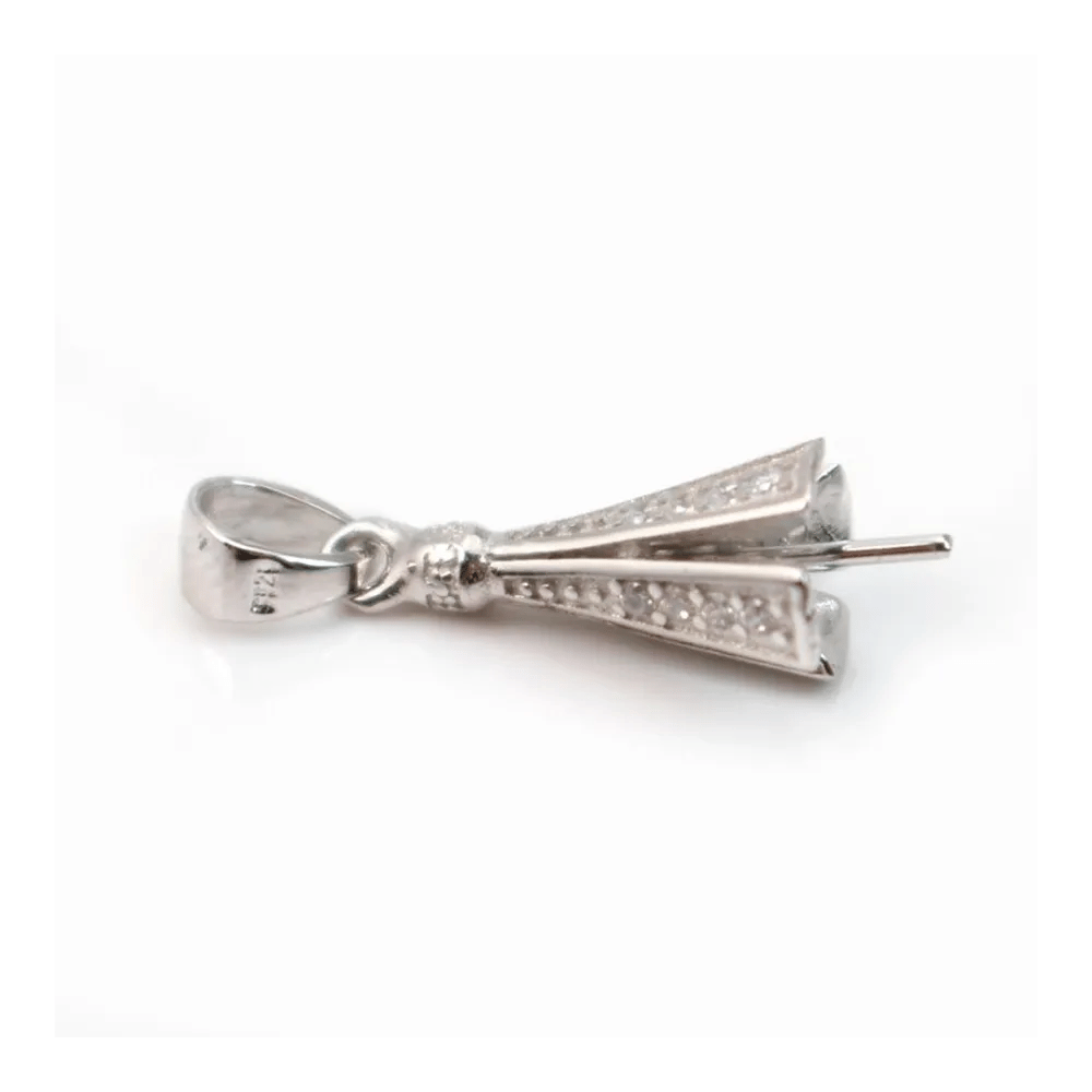 Pendant & umbrella with strass, silver 925 rhodium,for half- drille x 1pc