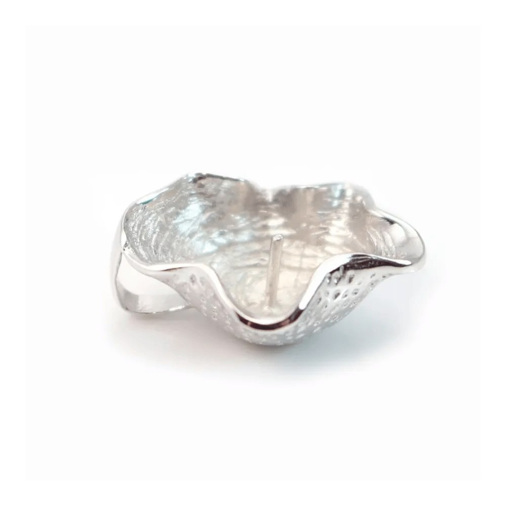 Bélière & coquillage, argent 925 rhodié,pour perles semi-percées x 1pc