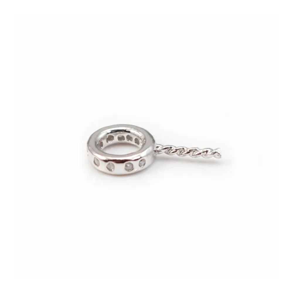 Bélière avec strasse, Argent 925 Rhodié 7x11.5mm  x1pc