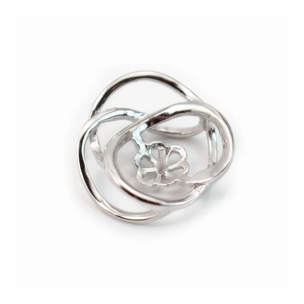 Bélière & fleur, argent 925 rhodié,pour perles semi-percées x 1pc