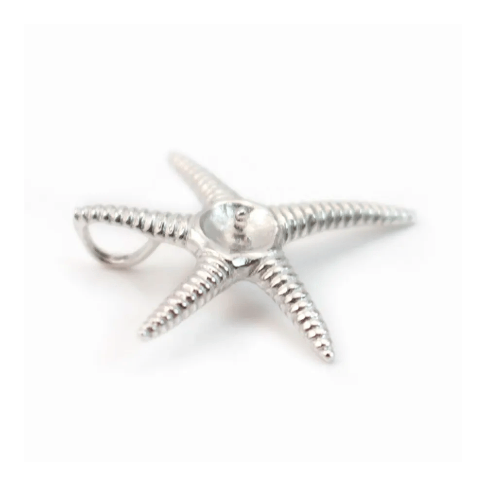 Bélière & étoile de mer, argent 925 rhodié,pour perles semi-percées x 1pc