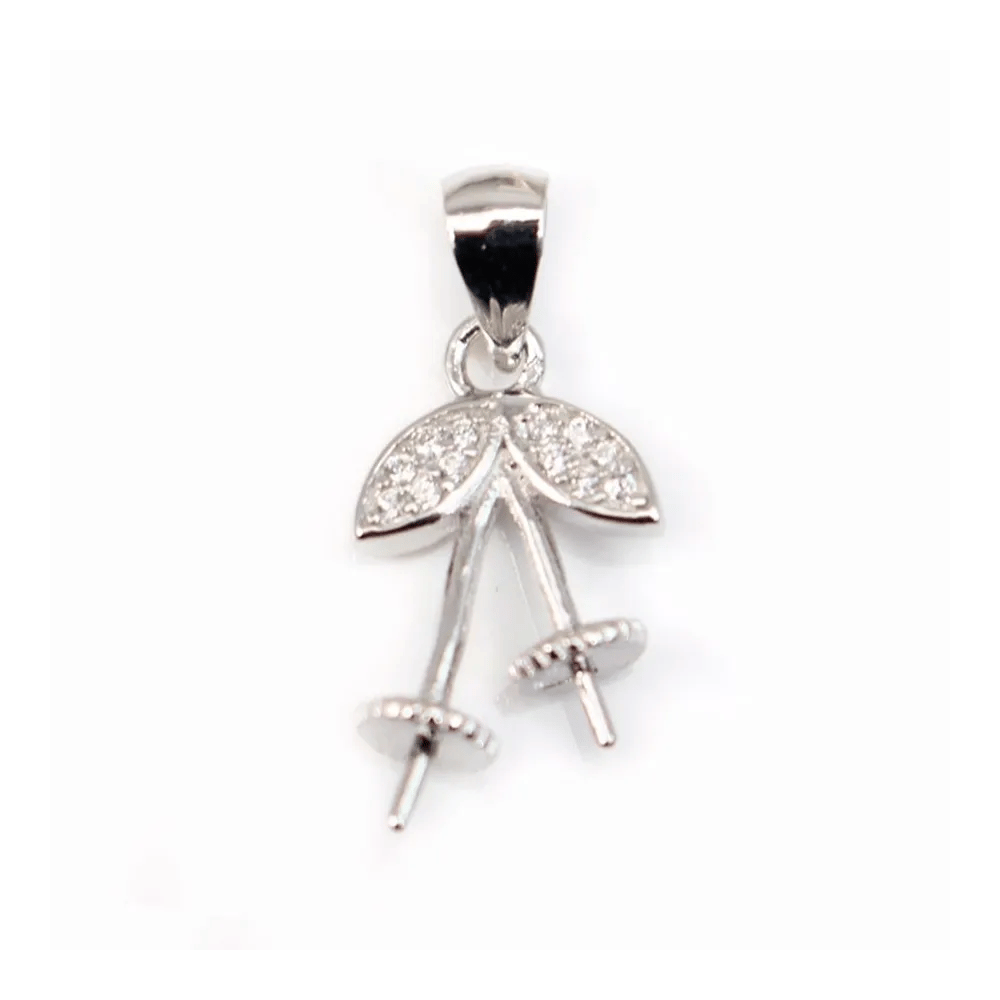 Bail Cherry with strass, Silver 925 Rhodium 9.5x22mm x 1pc