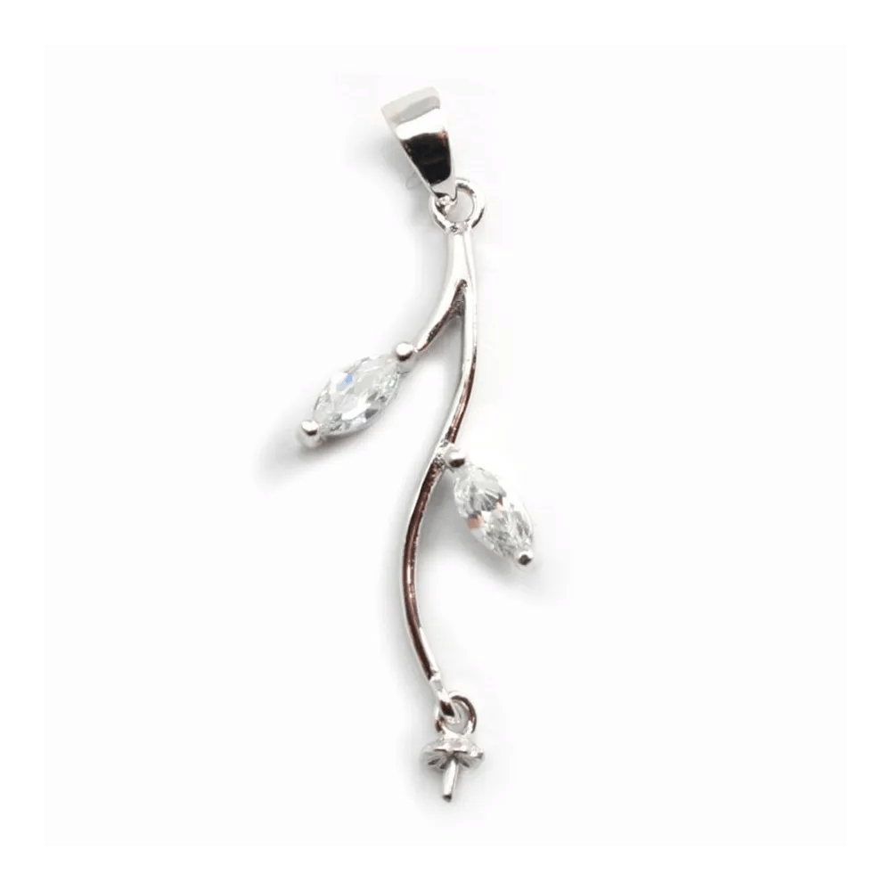 Argent 925 rhodié pendentif en fleur avec zircon 35mm x 5 PCS  
