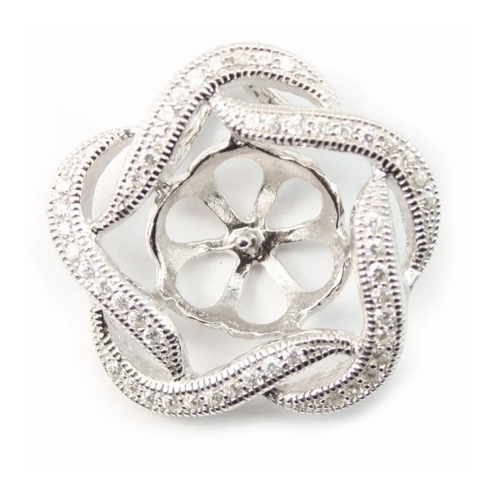 Argent 925 pendentif fleur avec zircon 20mmX 1pcs 
