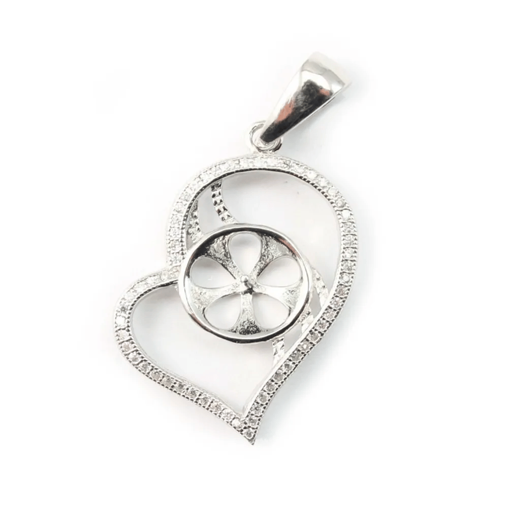 Argent 925 Rhodié Bélière  pour deux perles 16mm x 5 st