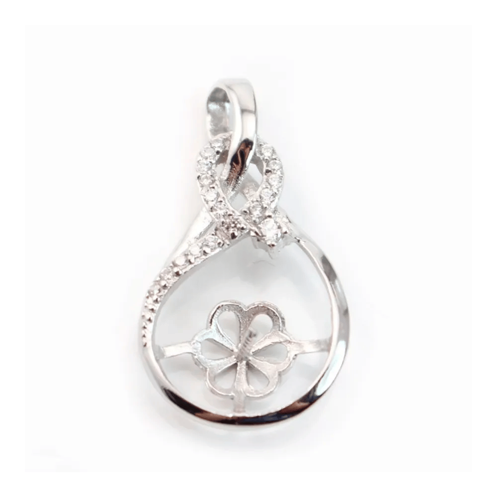 Pendentif  Goutte pour perles semi-percées Argent 925 Rhodié 1pc