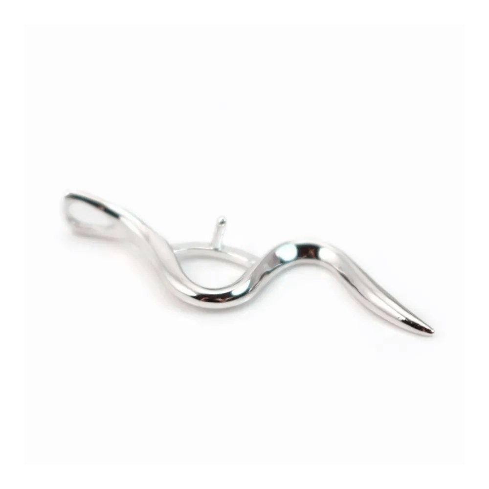 Bélière & serpent, argent 925 rhodié,pour perles semi-percées x 1pc