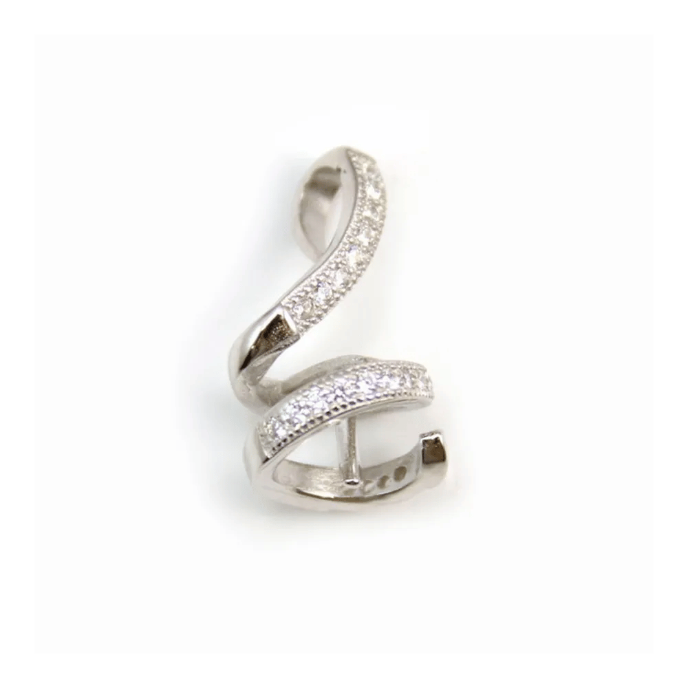 Argent 925  Rhodié Pendentif  barrette semi-perce 19mm x 1pc