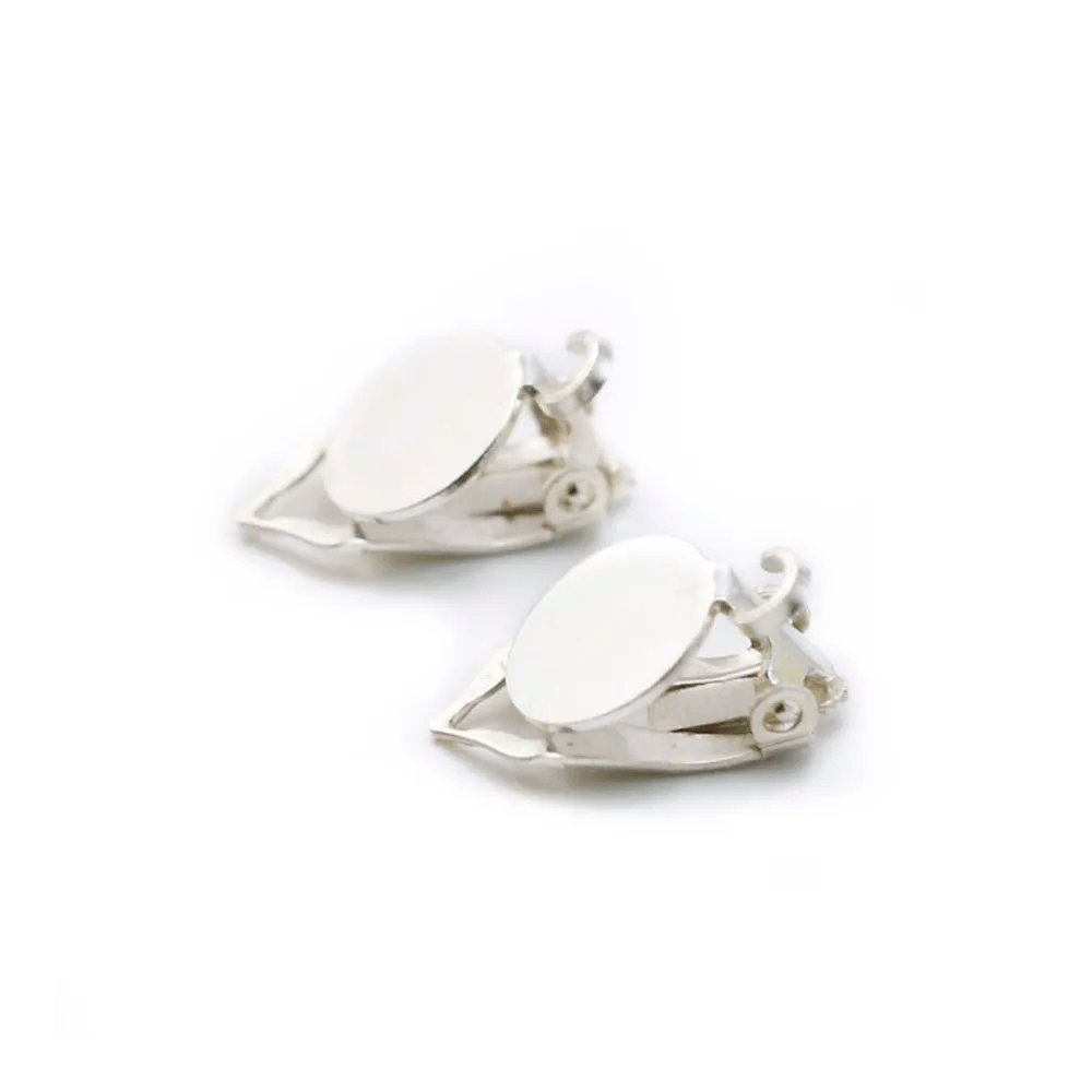 Clip earrings with pad and rings , sterling silver 925 , 8.5mm  x 2pcs 