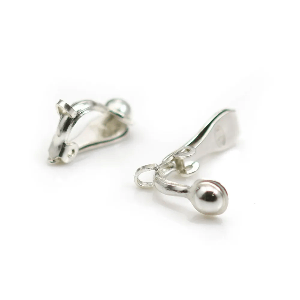 Clip d'oreilles en argent 925, pour perle à coller, 5 * 13mm x 2pcs