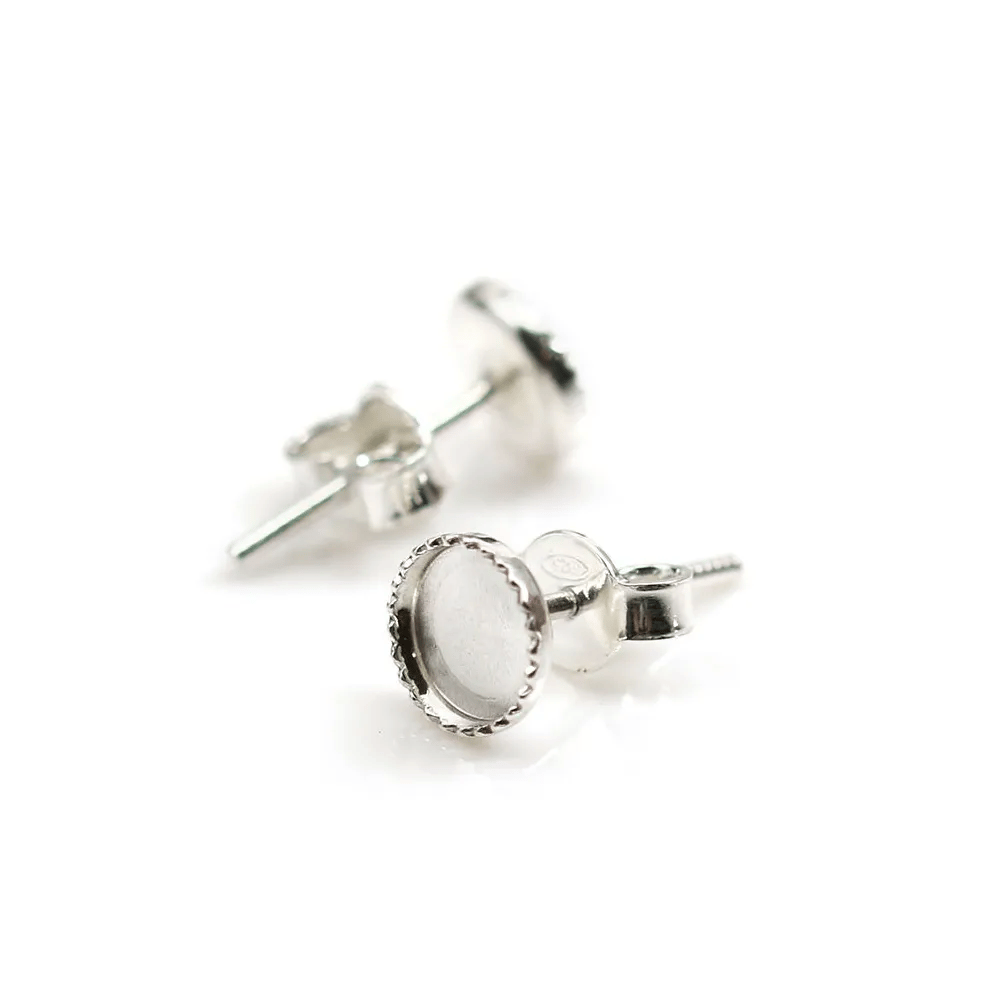 925 sterling silver ear studs for half-drilled pearls 9mm x 2pcs