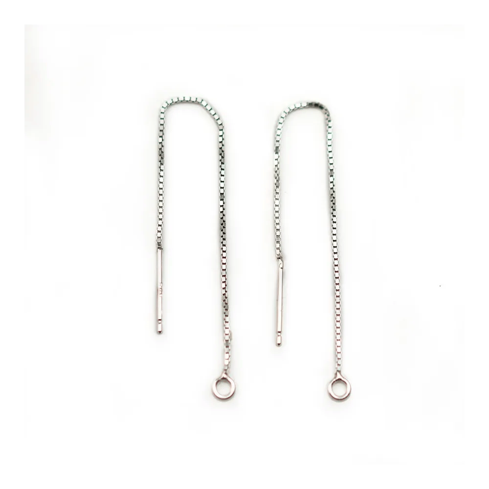 Mesh of earrings square 0.65x75mm sterling silver 925 x 2pcs