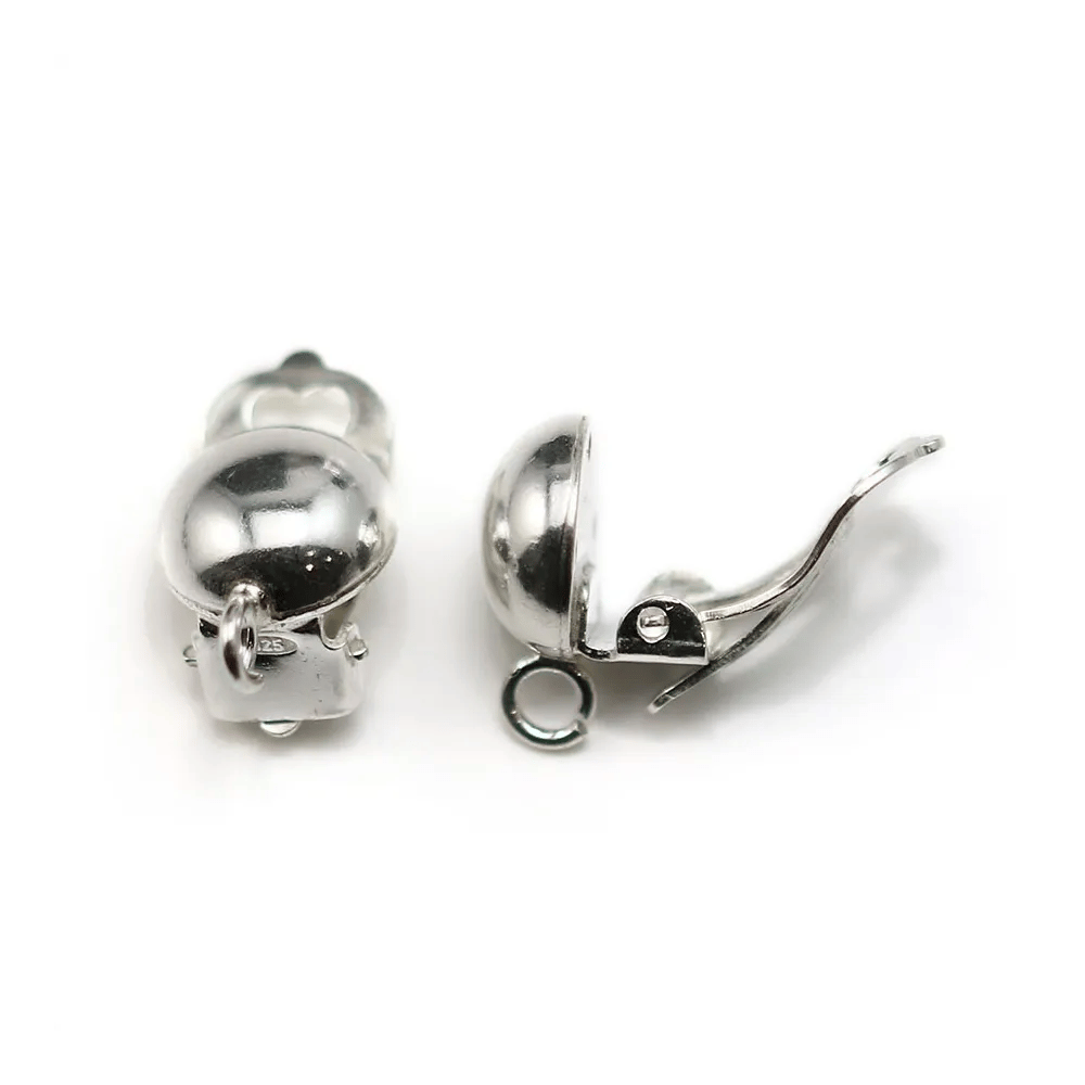 Clip Halbkugel mit Ringen 4mm, Silber 925, 16.5x10mm x 2Stk