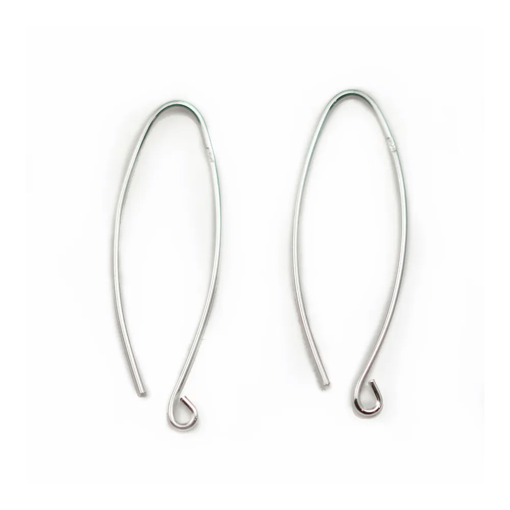 Argent 925 Crochet boucles d'oreilles 32mm x 2pcs