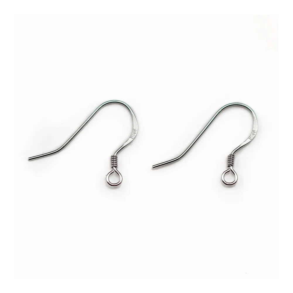 Ear wires with spring, 925 Sterling Silver rhodium 12mm x 2pcs