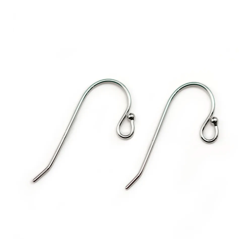 ARG 925 Rhodié Crochet d'oreille en Boule x 40 pcs