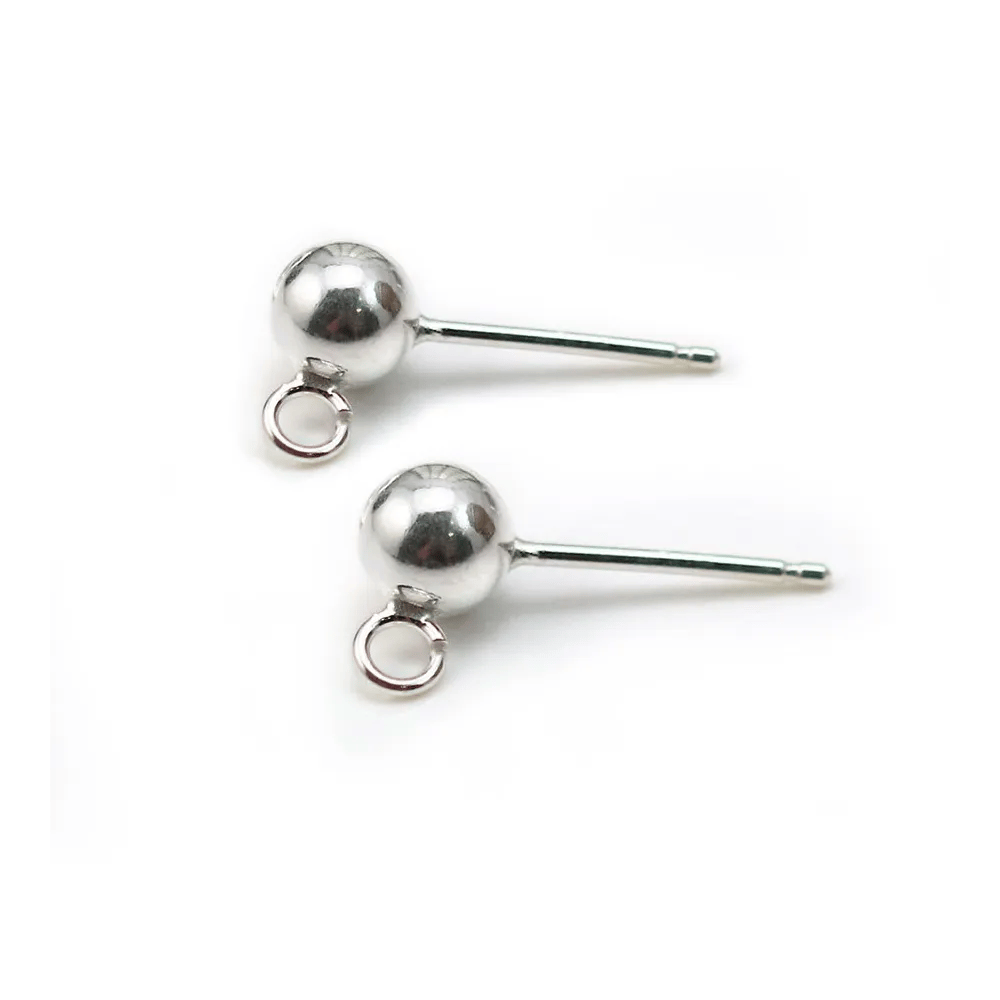 Clous d'oreilles boule 5mm argent 925 x 2pcs