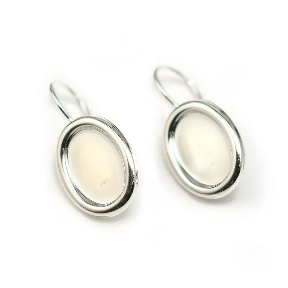 Earrings threadse  with the  cabochon, Sterling Silver 925 , 10x14mm  x 2pcs 