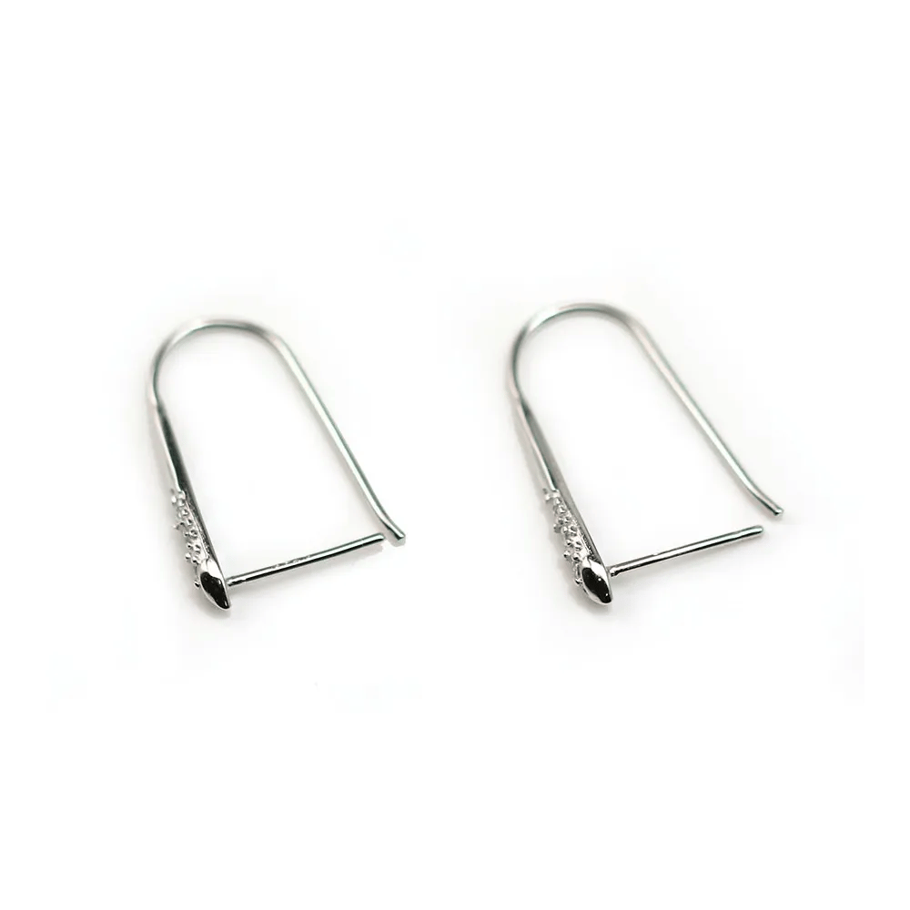 Crochets D'oreilles dos épais+ Oxyde de Zirconium Argent  925 x 2pcs