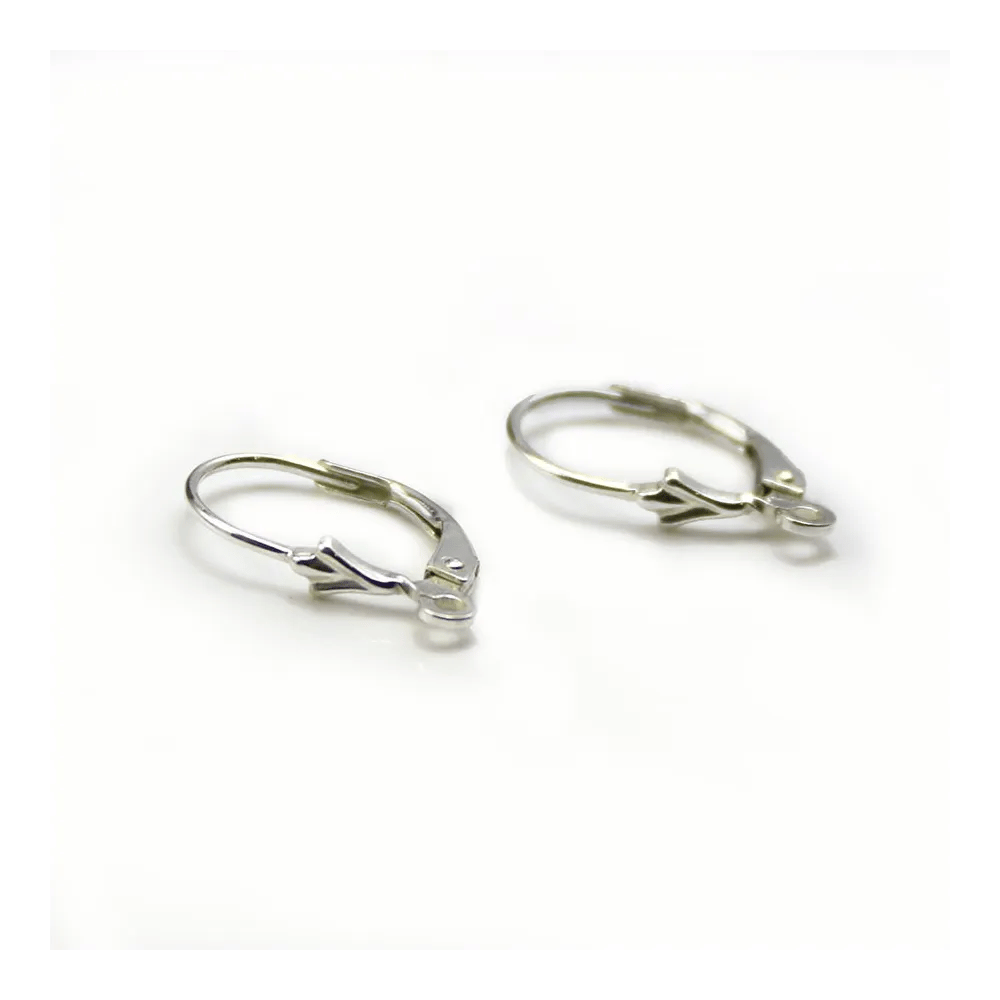 Dormeuse avec fleur de lys, Argent 925 17x19mm x 2pcs