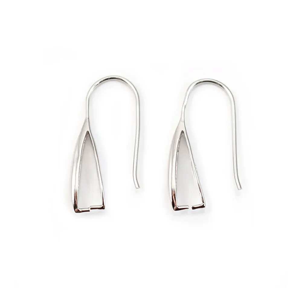 Crochet d'oreilles & attache pendentif ,argent 925 rhodié ,22mm x 2pcs