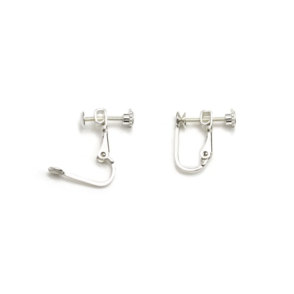 Clip d'oreilles à vis, en argent 925, avec une coupelle pour cabochon rond de 4mm x 2pcs