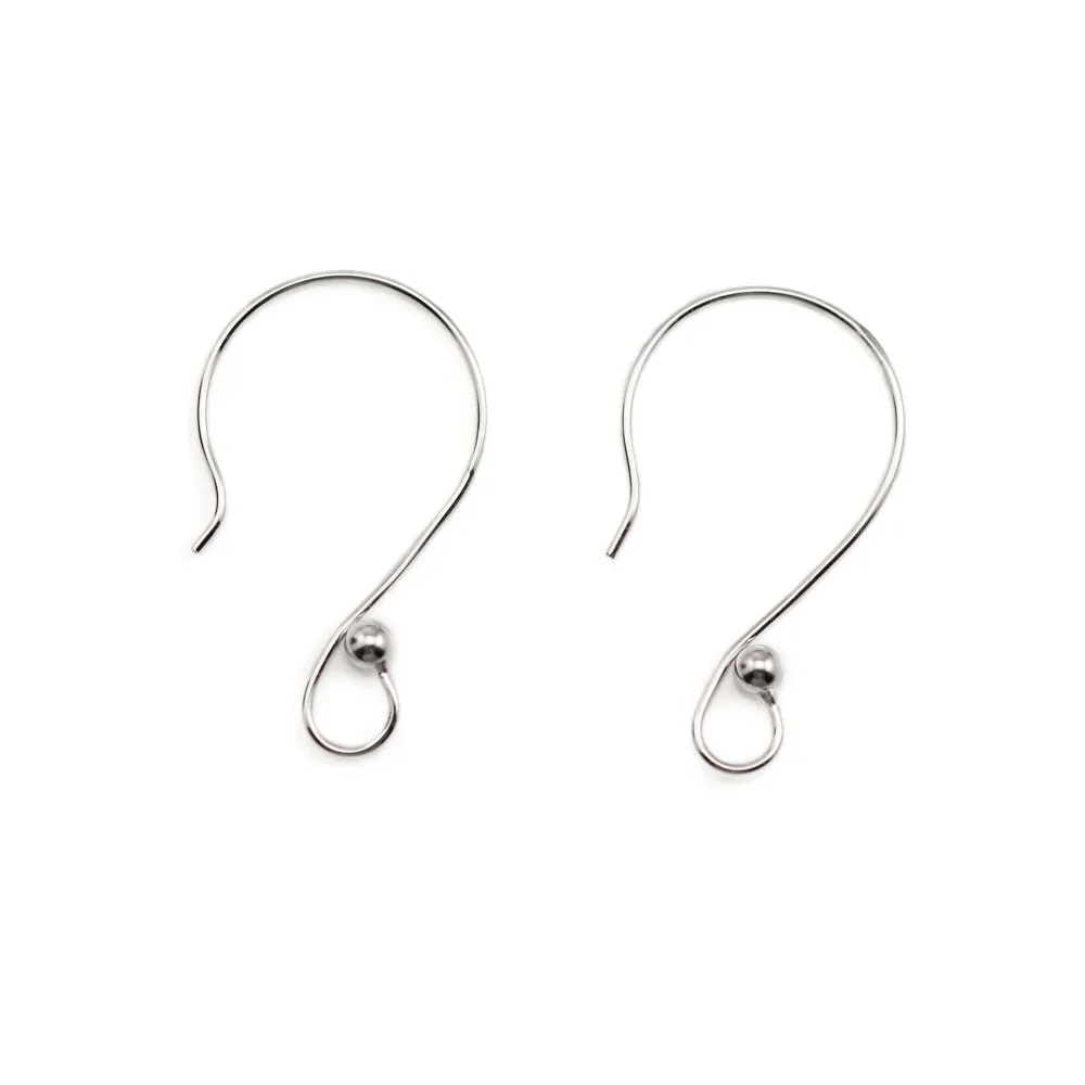 Crochet boucle D'oreilles Argent  925 Rhodié grand S x 2pcs