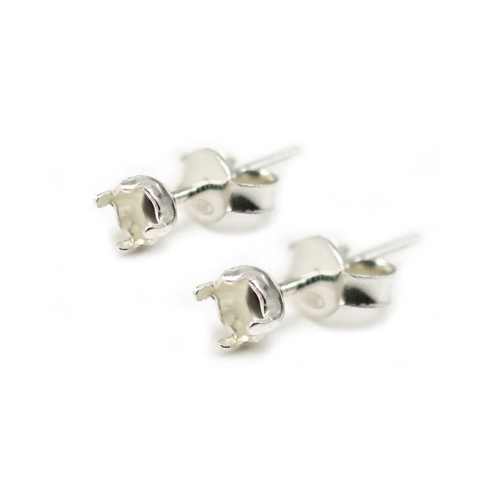 Clous d'oreilles porte cabochon argent 925  4.5mm x 2pcs