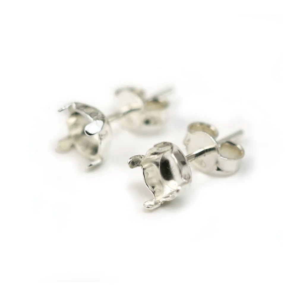 stud earrings holder cabochon 925 6.5mm x 2pcs