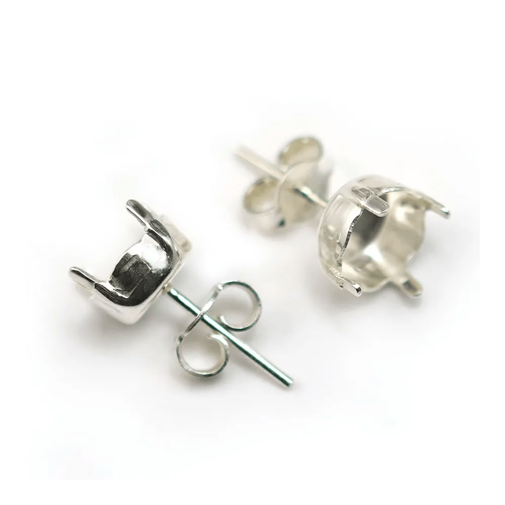 Clous d'oreilles porte-cabochon argent 925  8.5mm x 2pcs
