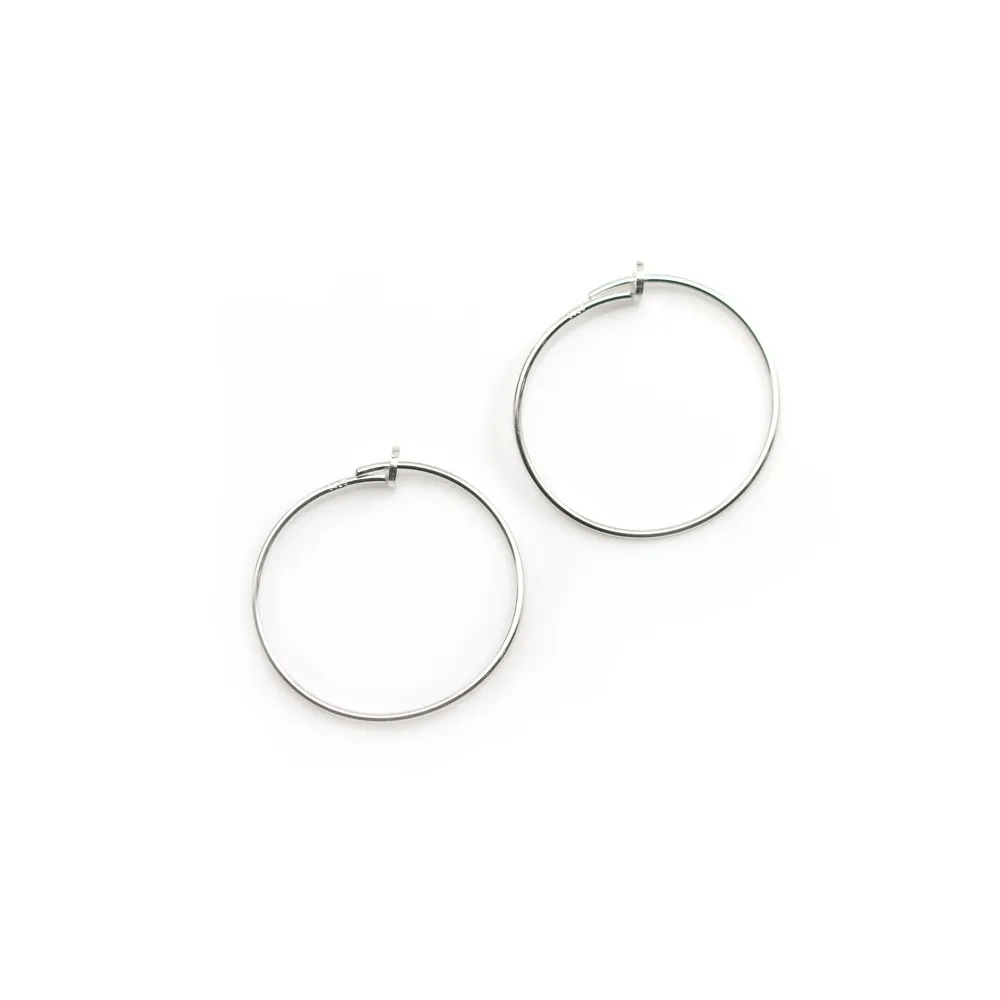 Round creole to decorate, in 925 silver, in size of 15 * 0.7mm x 4 pcs