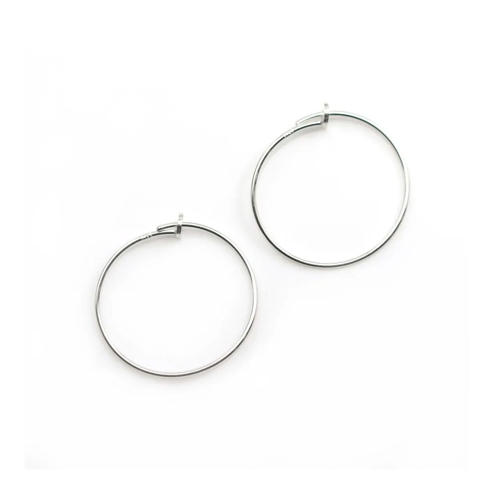 Créole ronde à décorer, en argent 925, de taille 32mm x 2pcs