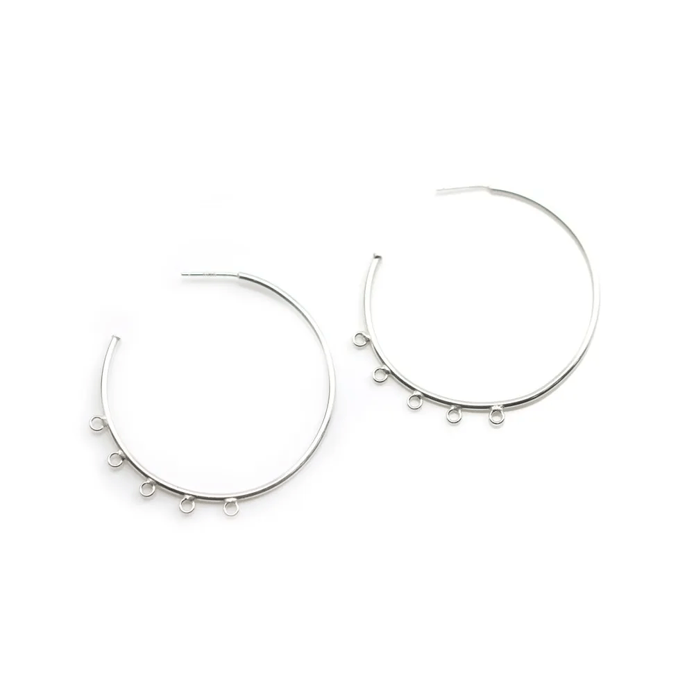 Créole ronde à décorer, en argent 925, de taille 44mm x 2pcs